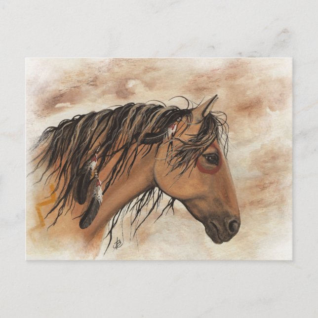 Native American Mustang Horse ArT by BiHrLe Postcard (Front)