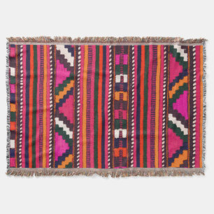 Native American Navajo Indian pink texture design Throw Blanket