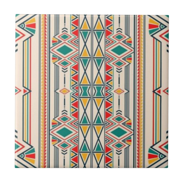 Native American Navajo Tribal Pattern Ceramic Tile (Front)