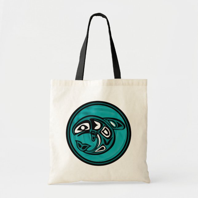 Native American Orca Whale, turquoise Tote Bag (Front)