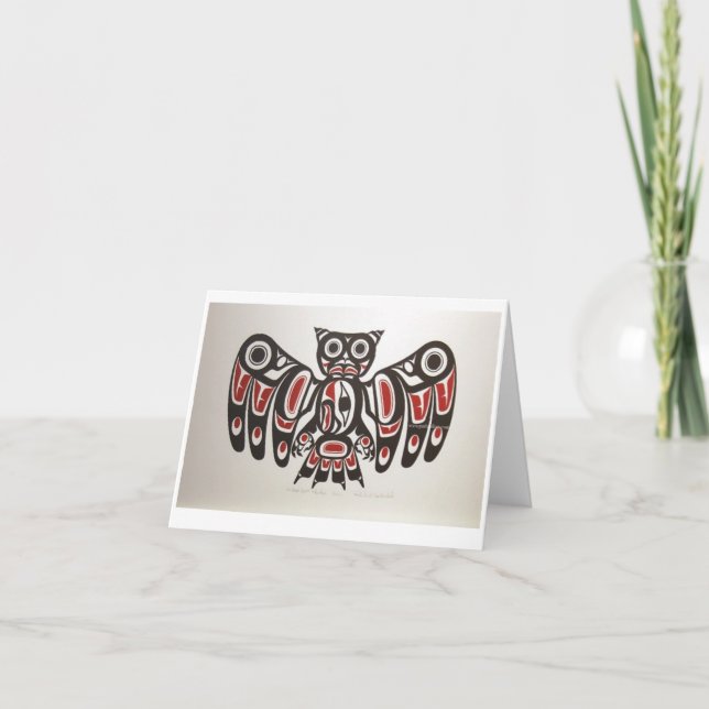 Native American Pacific NW Owl Design Note Card (Front)