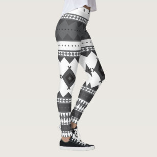 Native American Pattern: Black & Grey Leggings