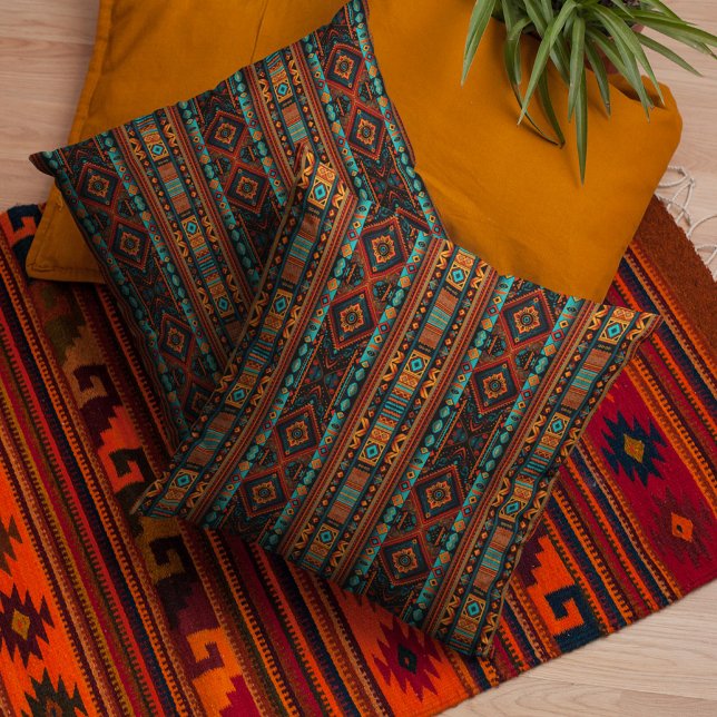 Native American Pattern Boho Culture Abstract Arts Cushion (Creator Uploaded)