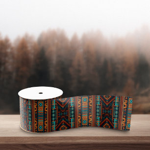 Native American Pattern Boho Culture Abstract Arts Satin Ribbon