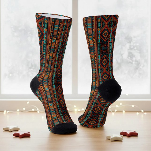 Native American Pattern Boho Culture Abstract Arts Socks (Creator Uploaded)