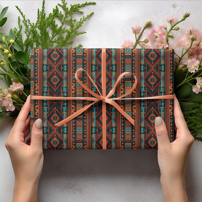 Native American Pattern Boho Culture Abstract Arts Wrapping Paper (Creator Uploaded)