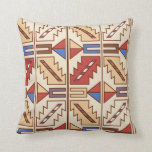 Native American Pattern Cushion<br><div class="desc">Red,  blue,  and shades of tan in geometrical shapes</div>