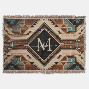 Native American Pattern Indian Culture Boho Style Throw Blanket