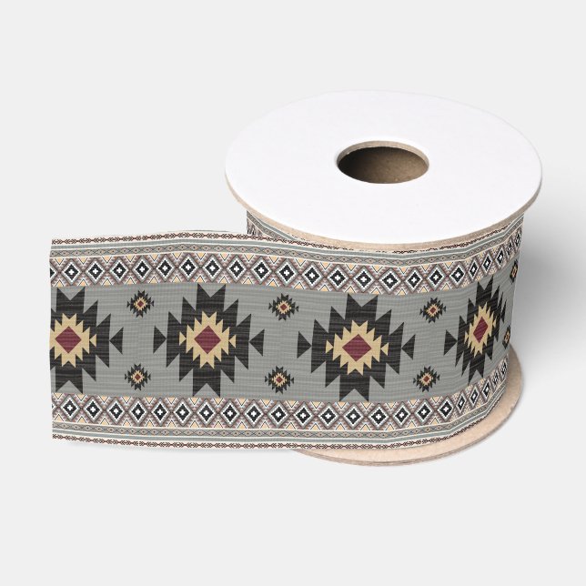 Native American Pattern Indian Tribal Geometry Grosgrain Ribbon (Spool)