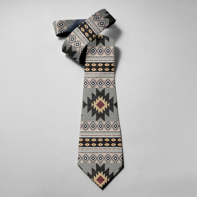 Native American Pattern Indian Tribal Geometry Tie (Creator Uploaded)