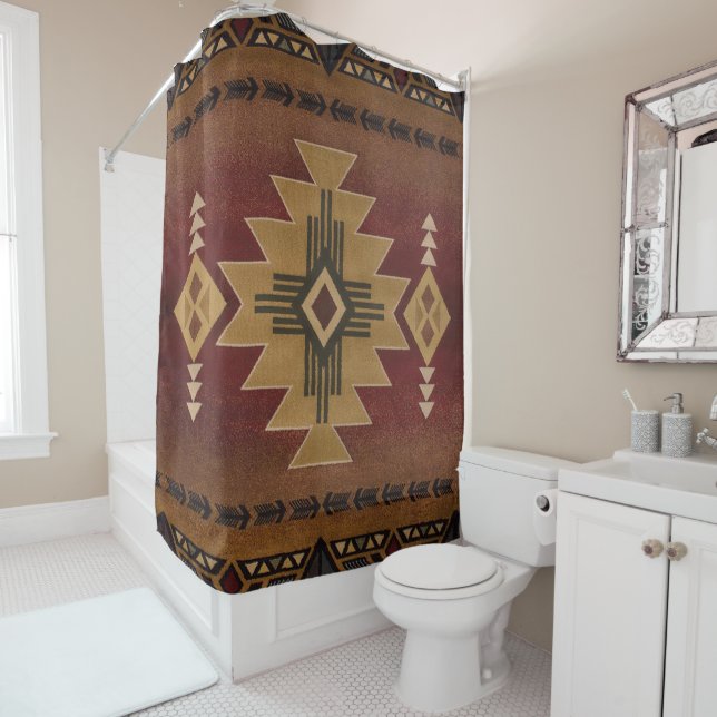 Native American Pattern Shower Curtain (In Situ)