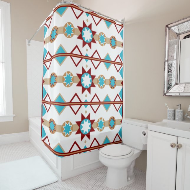 Native American Pattern Shower Curtain (In Situ)