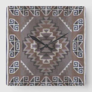 Native American Pattern Square Wall Clock