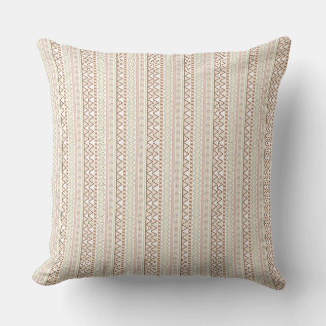 Native American Pattern Throw Pillow/Geometric Cushion (Front)