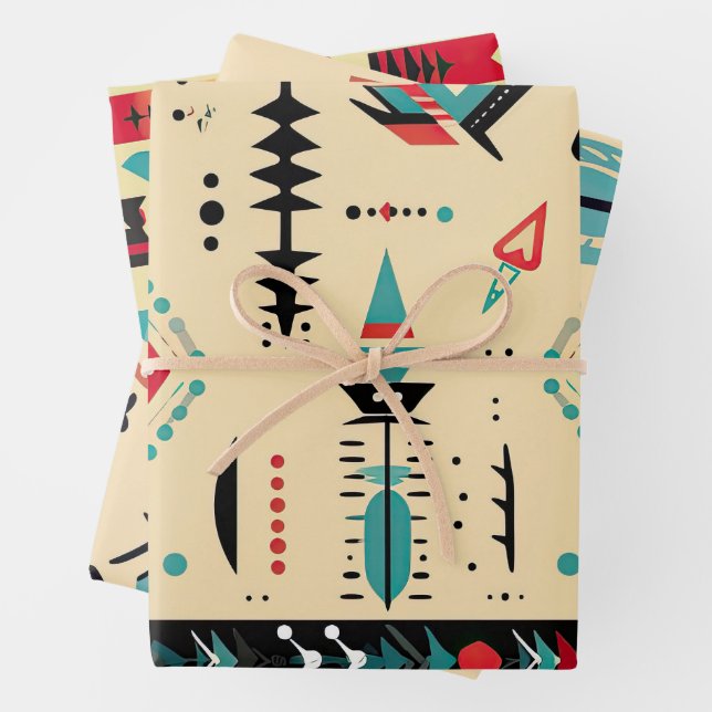 Native American patterned Wrapping Paper Sheet (In situ)