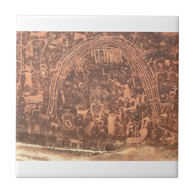 Native American Petroglyphs Rochester Panel Ceramic Tile (Front)