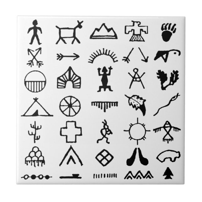 Native American Picture Symbols Ceramic Tile (Front)