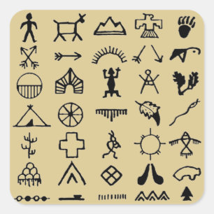 Native American Picture Symbols Square Sticker