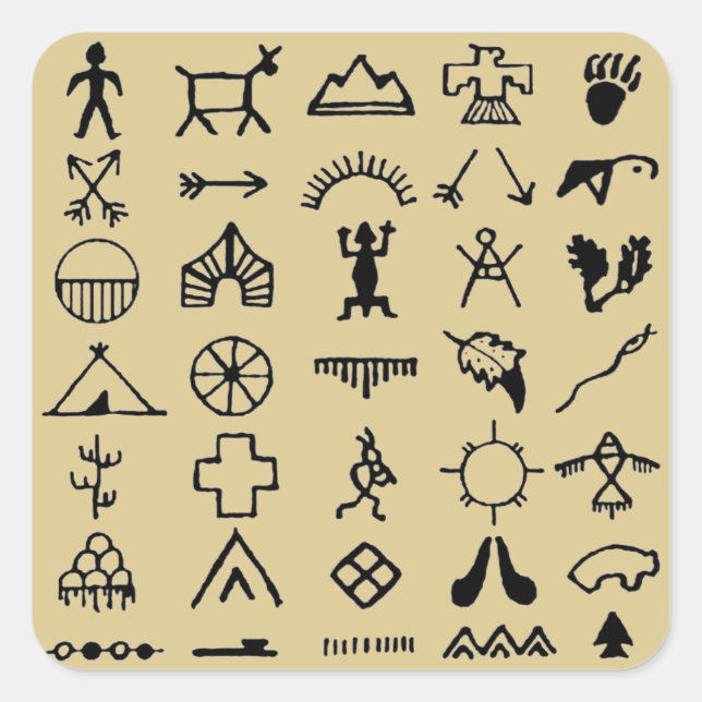 Native American Picture Symbols Square Sticker (Front)