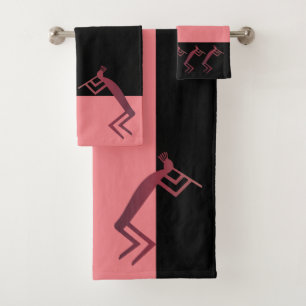 Native American Pink Kokopelli Bath Towel Set