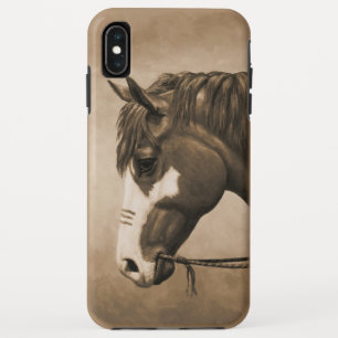 Native American Pinto War Horse in Sepia iPhone XS Max Case