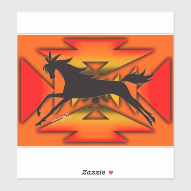 Native American plains style horse with orange bac (Sheet)