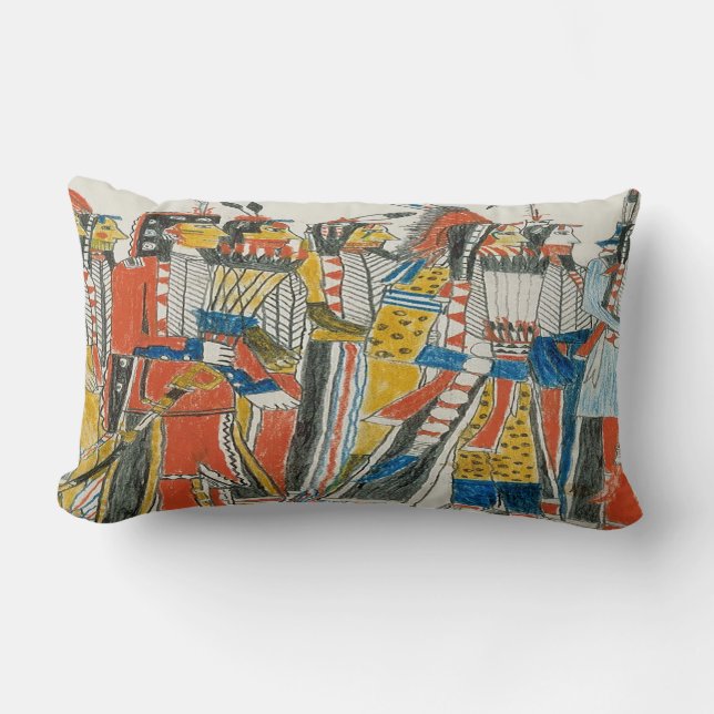 Native American Pow Wow Dancers Lumbar Cushion (Front)