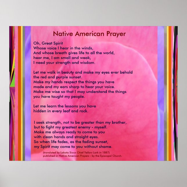 Native American Prayer Poster (Front)