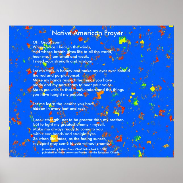 Native American Prayer Poster (Front)