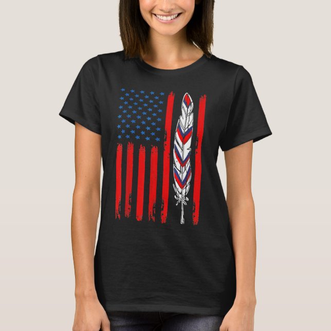 Native American Pride Usa Flag T-Shirt (Front)