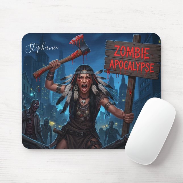 Native American Princess in Zombie Apocalypse Mouse Pad (With Mouse)