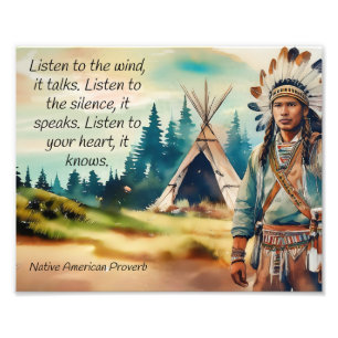 Native American proverb Listen to the Wind Photo Print