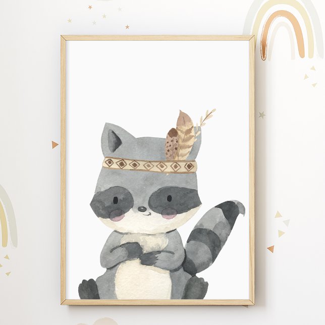 Native American Racoon Poster Kids Room Print (Creator Uploaded)