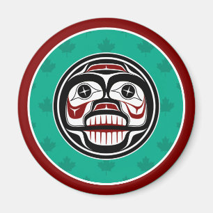 Native American Red Black Art Weeping Skull Magnet