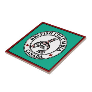 Native American Red Black Graphic Killer Whale Ceramic Tile