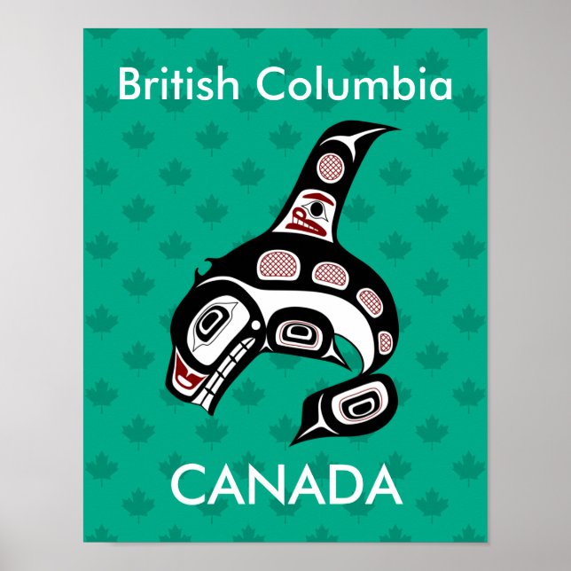 Native American Red Black Graphic Killer Whale Poster (Front)