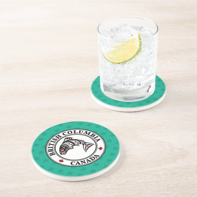Native American Red Black Graphic Vector Salmon Co Coaster (Side)
