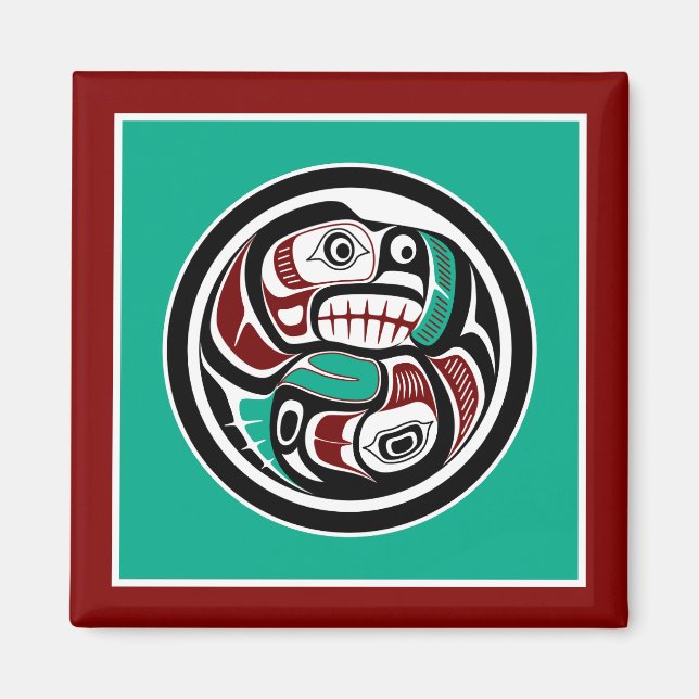 Native American Red Black Graphic Weeping skull Ma Magnet (Front)