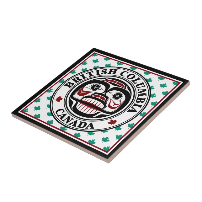 Native American Red Black Green Art Weeping Skull Ceramic Tile (Side)