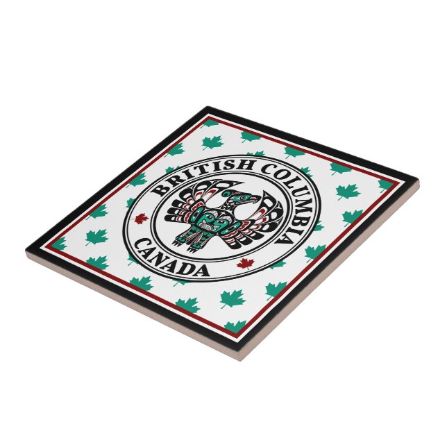 Native American Red Black Haida Art Thunderbird Ceramic Tile (Side)