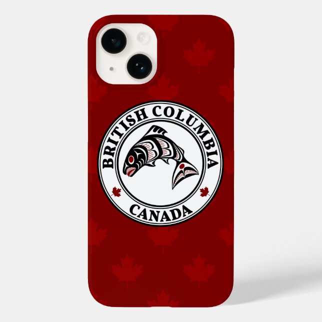 Native American Red Black Haida Art Vector Salmon Case-Mate iPhone Case (Back)