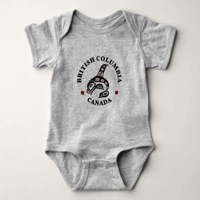 Native American Red Black Haida Orca Killer Whale Baby Bodysuit (Front)