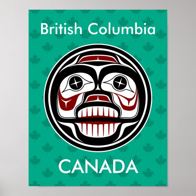 Native American Red Black Haida Weeping Skull Poster (Front)