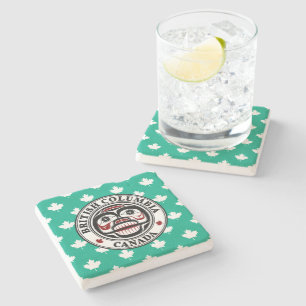 Native American Red Black Haida Weeping Skull Stone Coaster