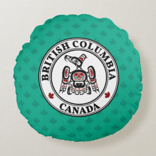 Native American Red Black Kaigani Thunderbird Round Cushion