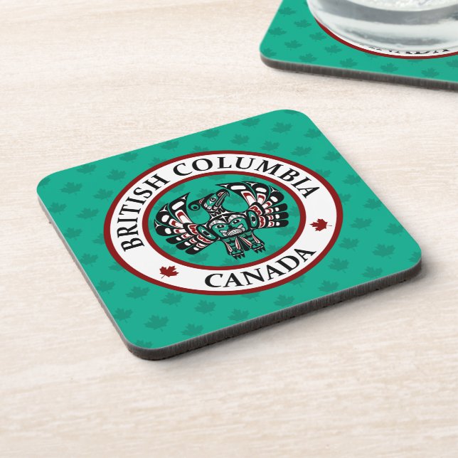 Native American Red Black White Art Thunderbird Coaster (Left Side)