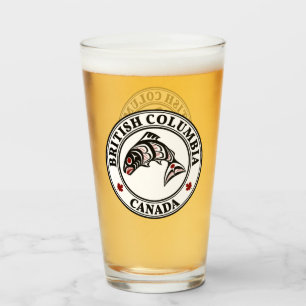 Native American Red Black White Haida Art Salmon Glass