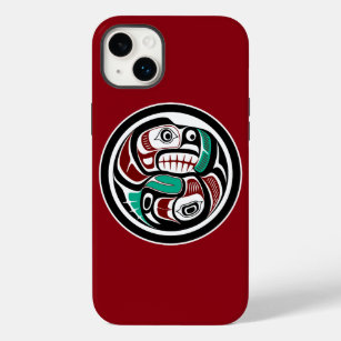 Native American Red Black White Haida Otter Salmon Case-Mate iPhone 14 Plus Case