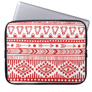 Native American: Red Ink Doodle. Laptop Sleeve