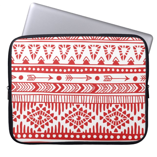 Native American: Red Ink Doodle. Laptop Sleeve (Front)